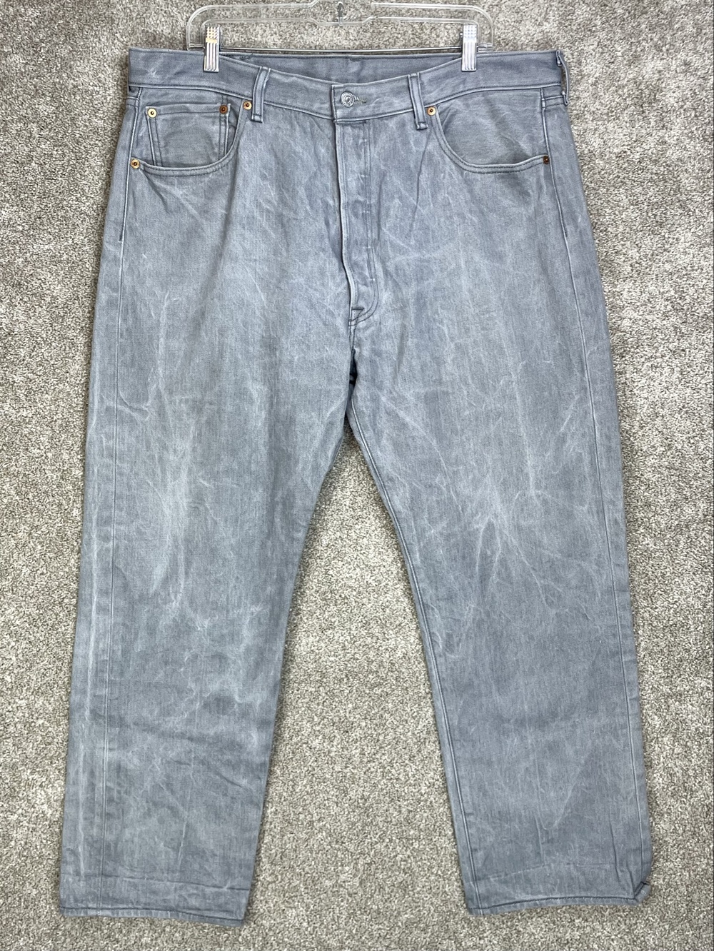 Levis 501 Jeans Mens 40x30 Gray Regular Straight Button Fly Denim Made Mexico
